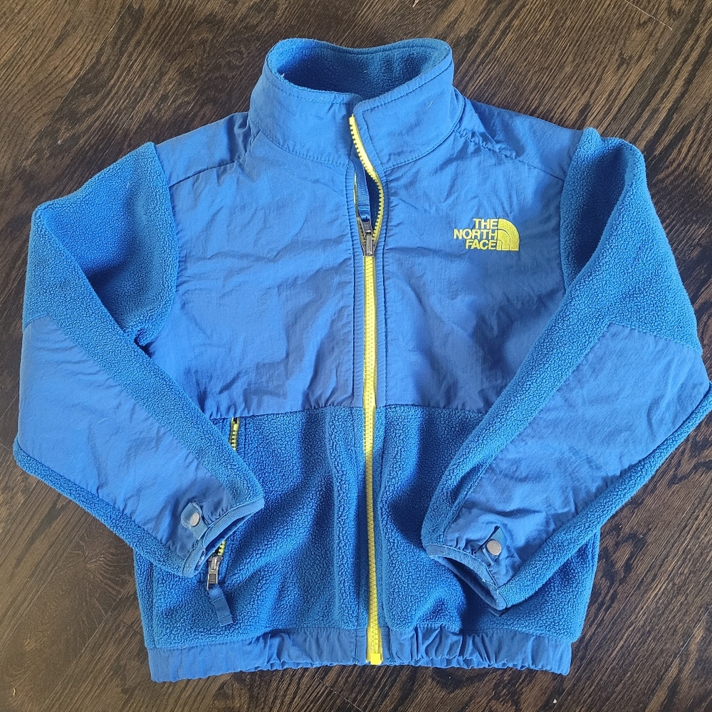 The North Face Kids Blue Jacket with Yellow Accents